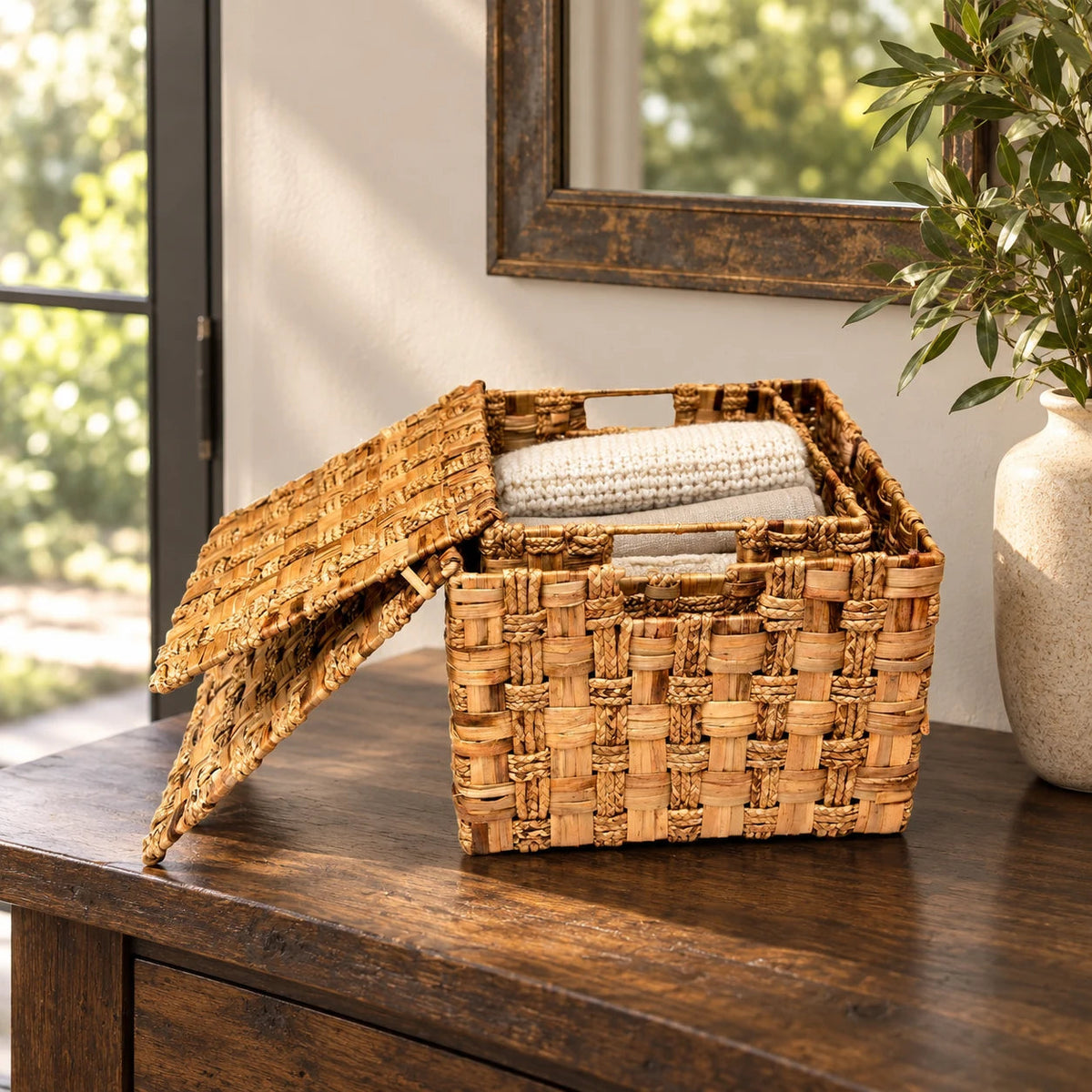 Wicker Utility Basket with Lid - Asama Enterprise