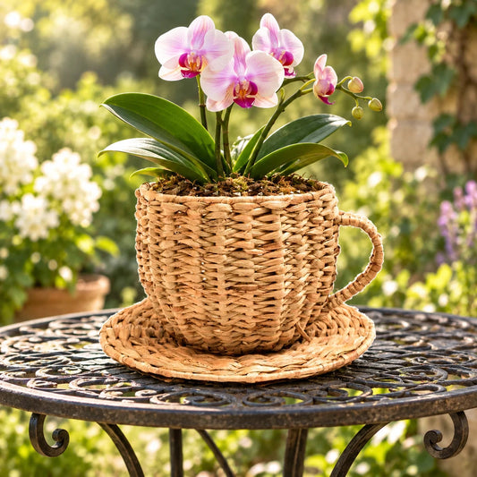 Wicker Cup & Saucer Planter - Asama Enterprise
