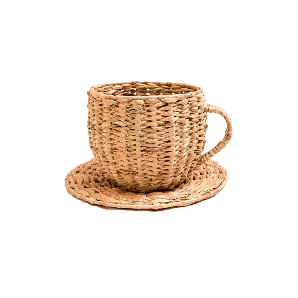 Wicker Cup & Saucer Planter