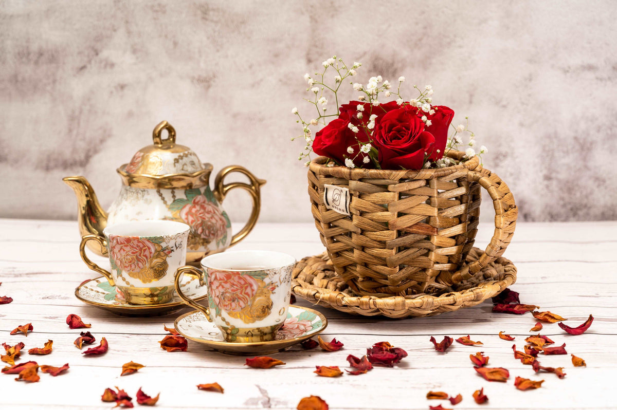 Wicker Cup & Saucer Planter