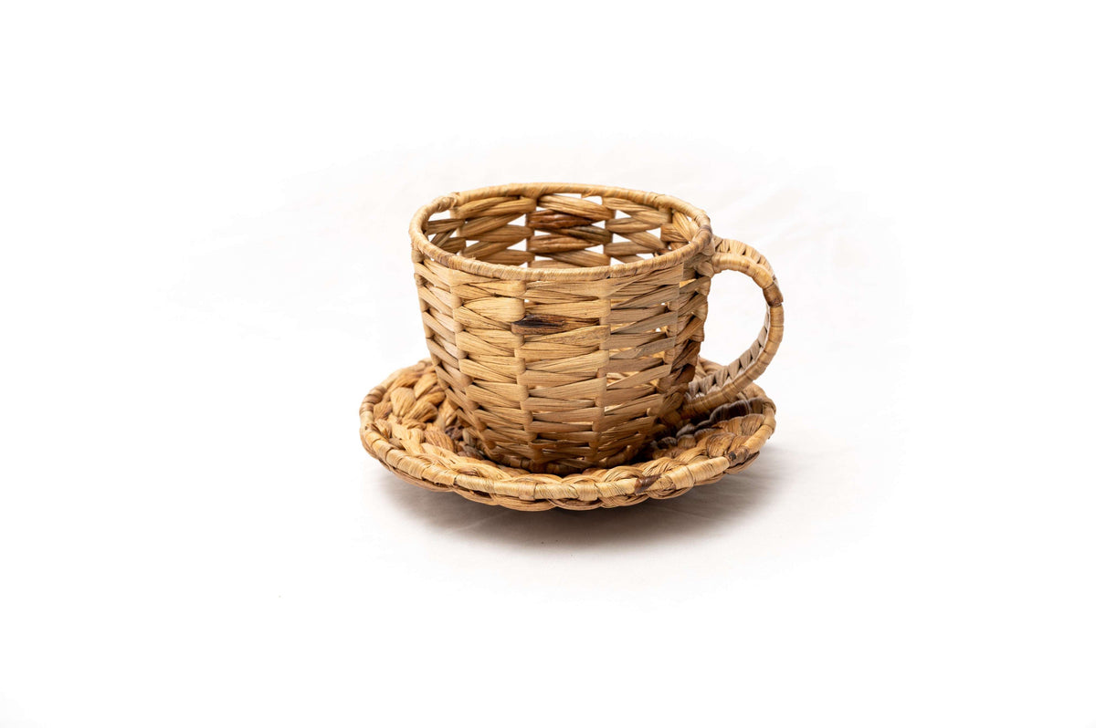 Wicker Cup & Saucer Planter